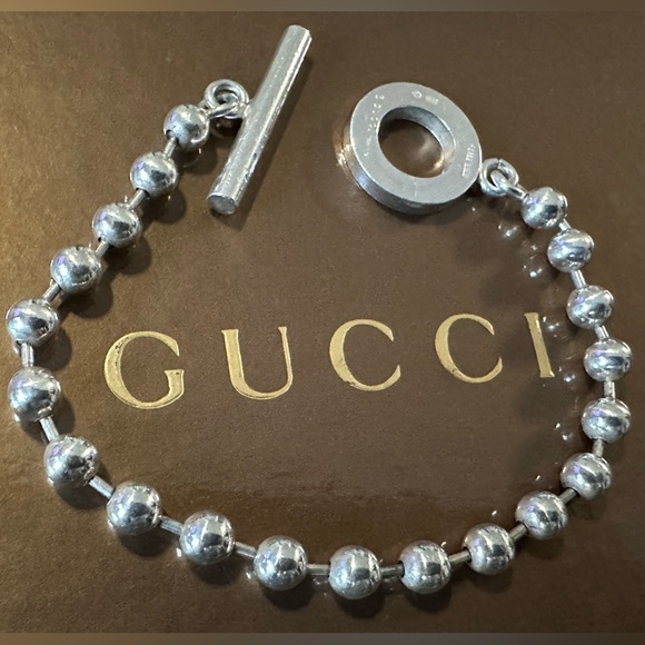GUCCI 925 Silver Bead Toggle Bracelet ✨ - Picture 10 of 12